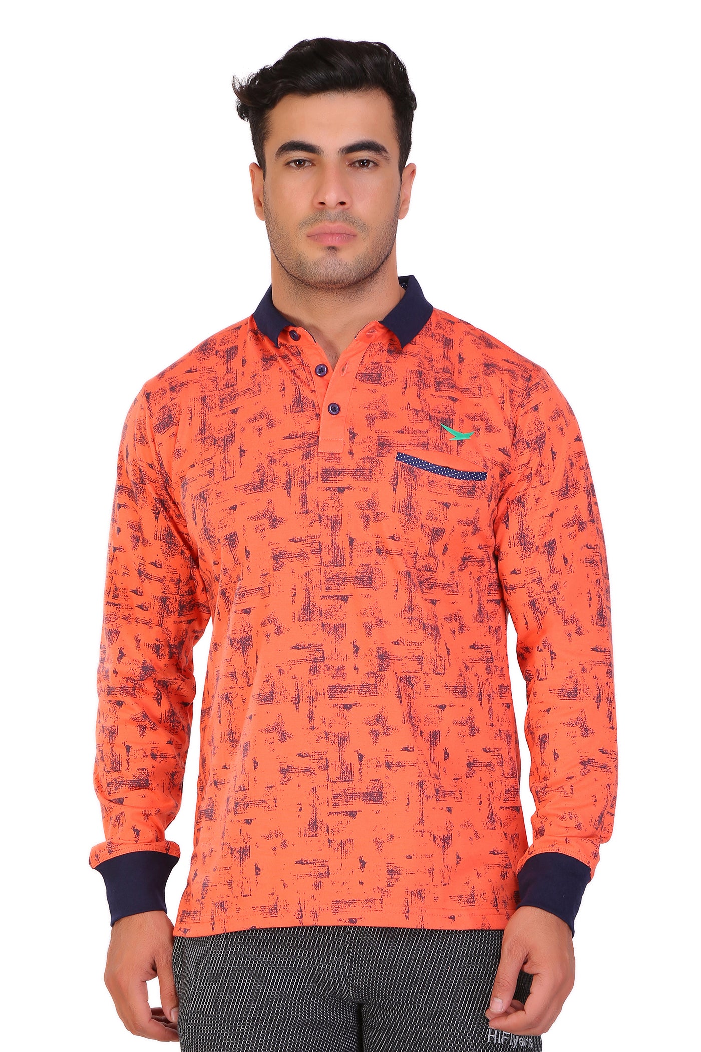 HiFlyers Men Slim Fit Printed Premium Collar Full Sleeve Tshirts Pack of 6