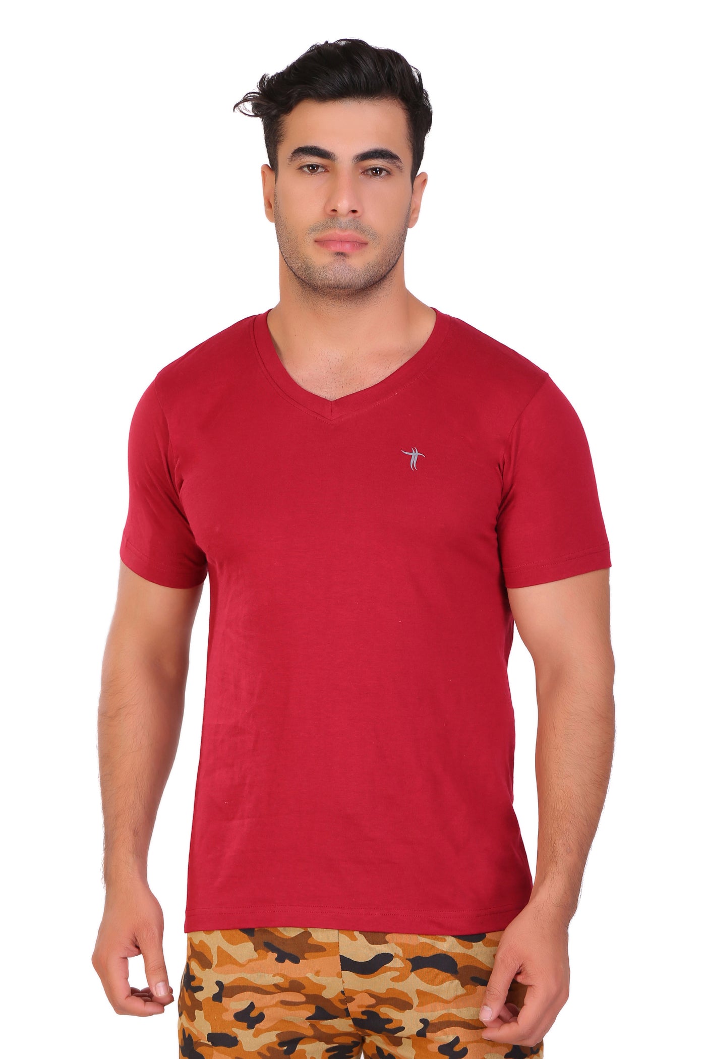 T.T. Men Slim Fit V-Neck T-Shirt Solid Pack Of 12