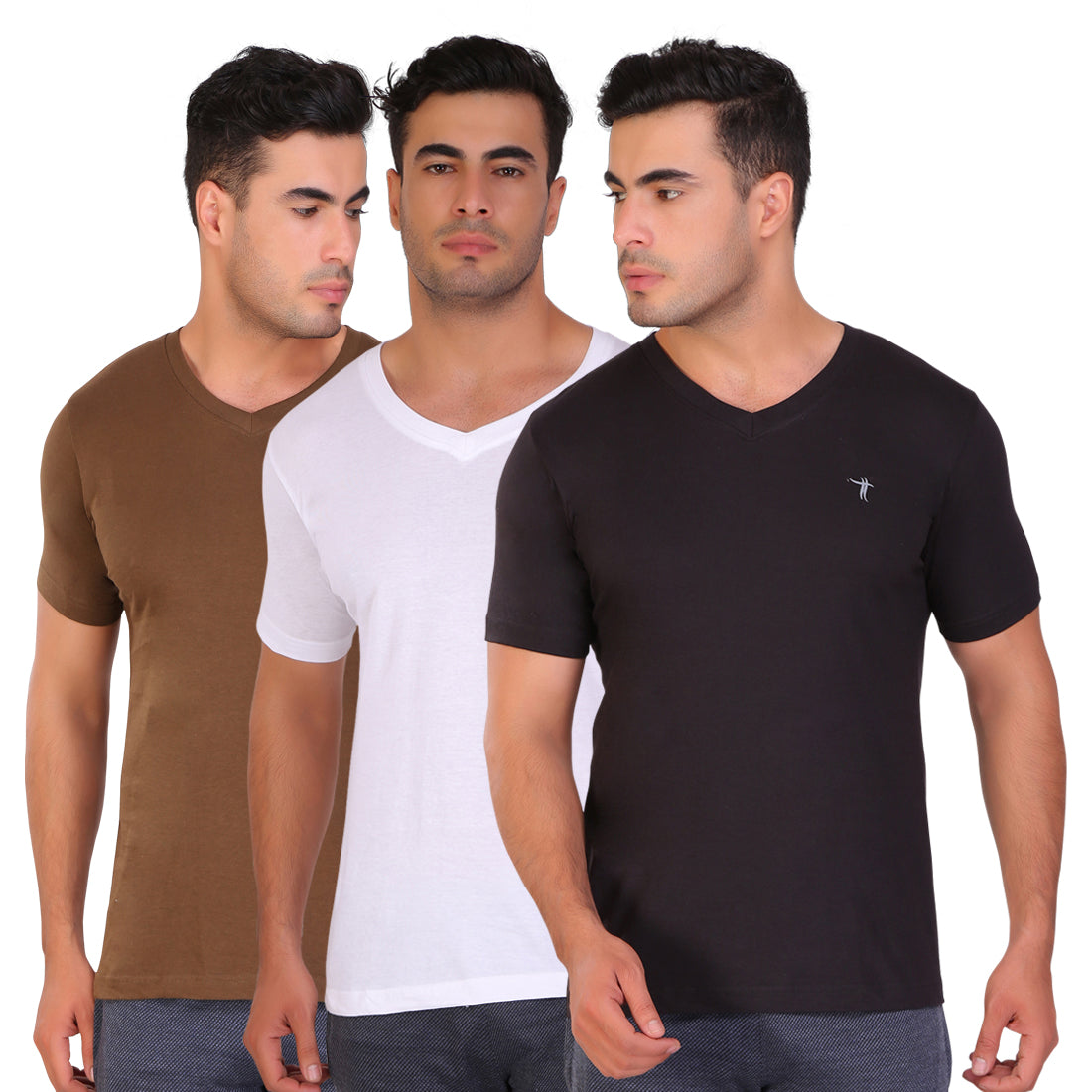 T.T. Men Slim Fit V-Neck T-Shirt Solid Pack Of 12