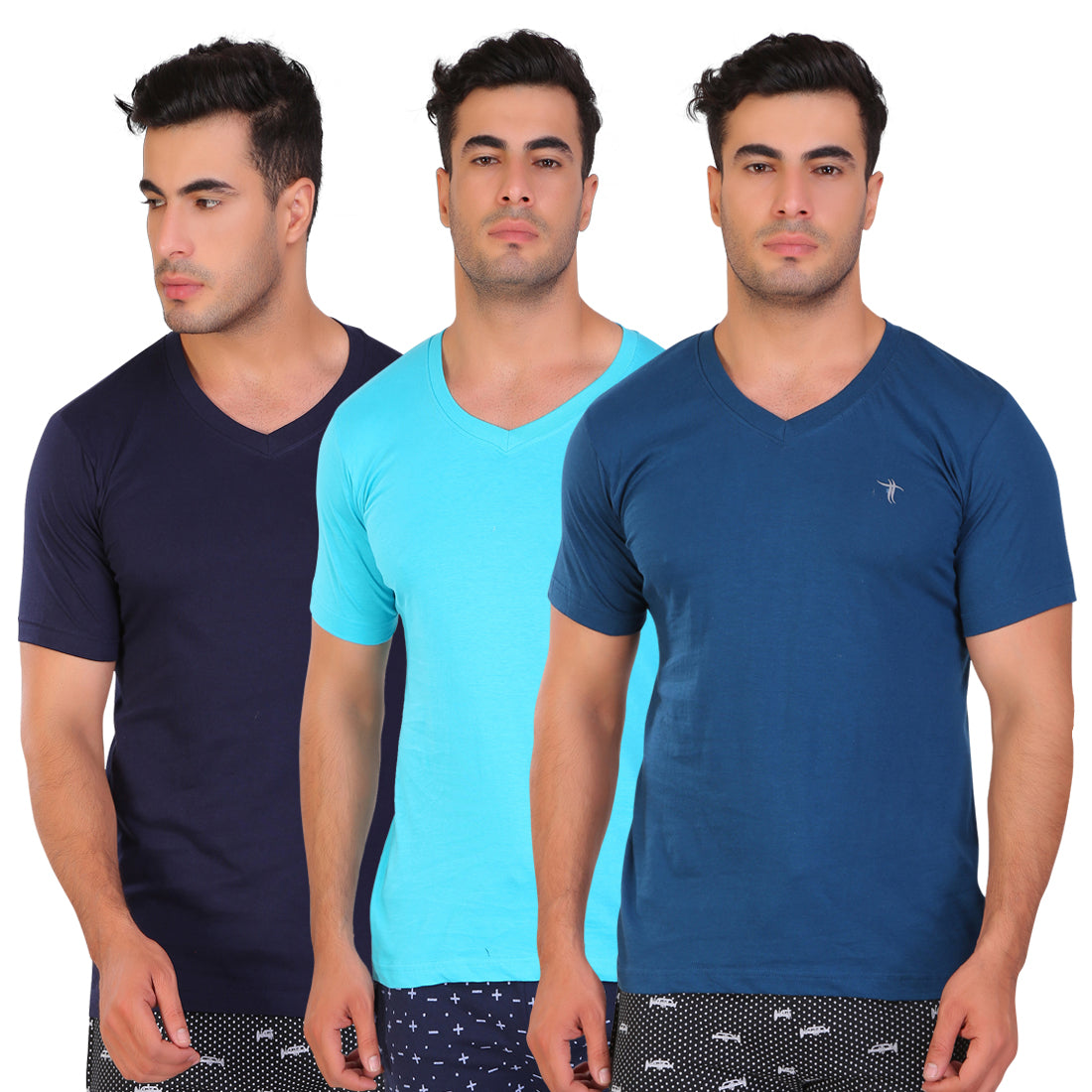 T.T. Men Slim Fit V-Neck T-Shirt Solid Pack Of 12